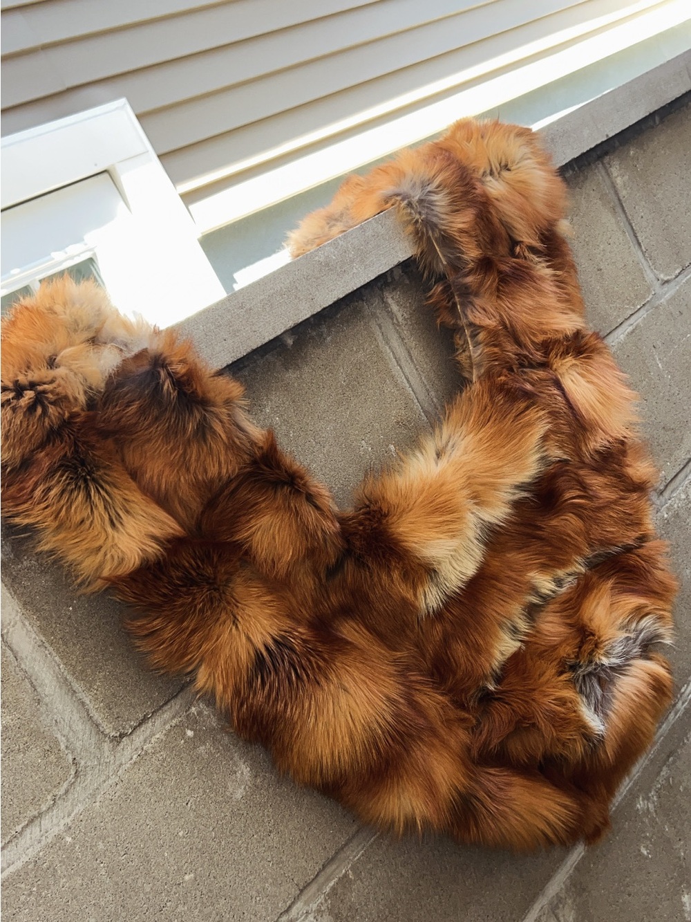 Oscar de la Renta Red-Brown Multi-Tone Fur Scarfed Jacket